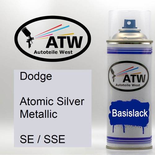 Dodge, Atomic Silver Metallic, SE / SSE: 400ml Sprühdose, von ATW Autoteile West.